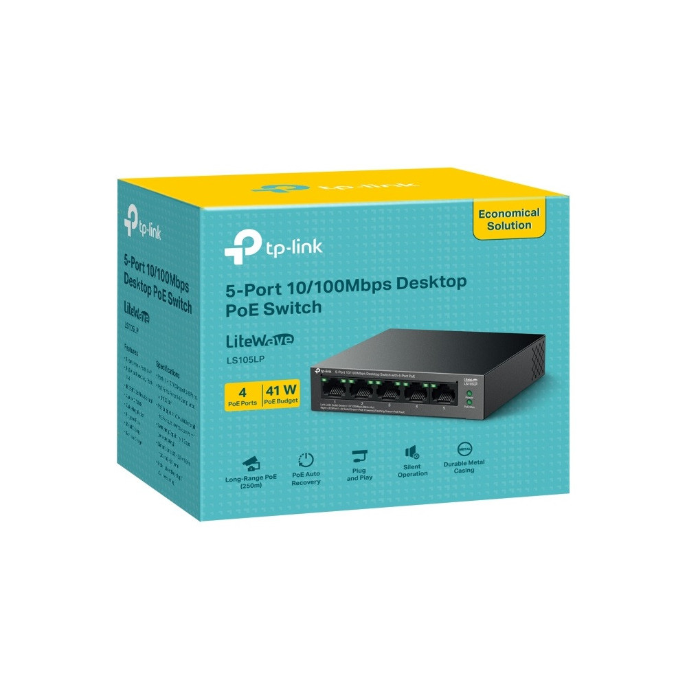 Switch de bureau TP-Link 5 ports 10/100 Mbps avec PoE 4 ports