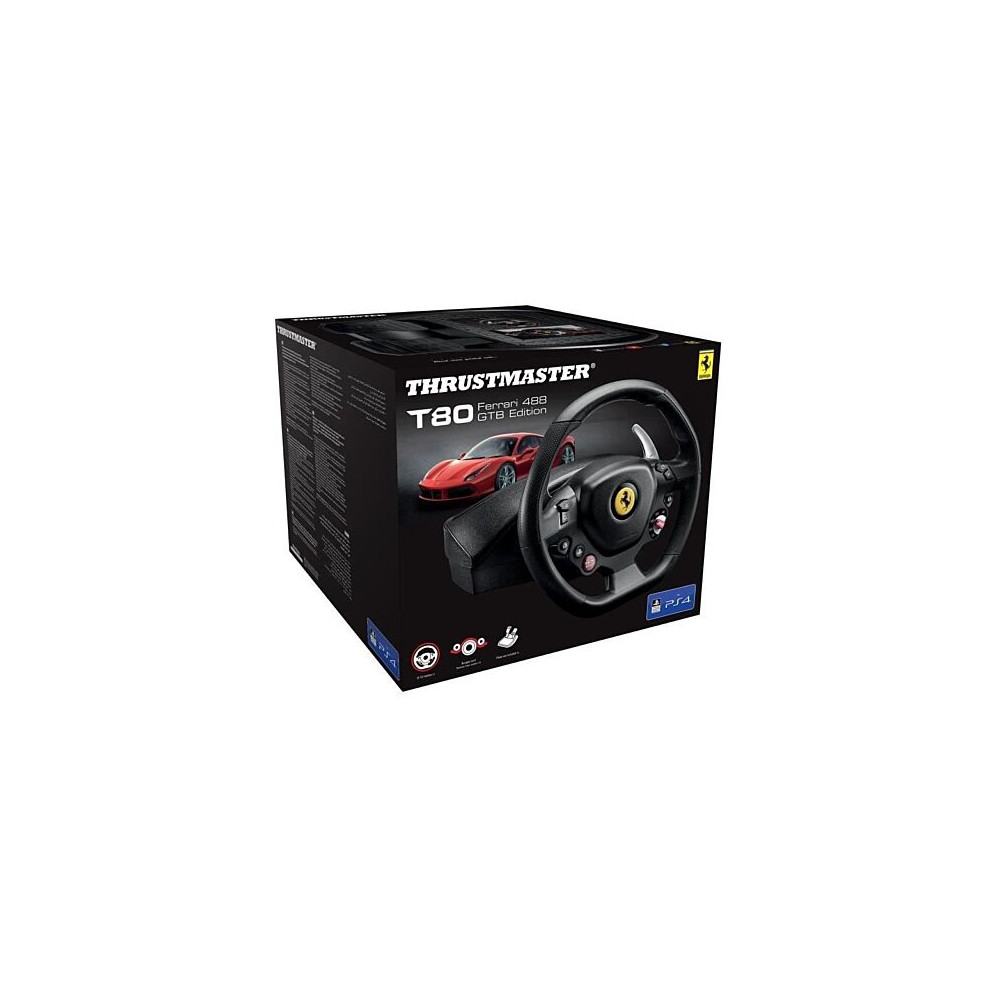 THRUSTMASTER T80 Ferrari 488 GTB Ed Volant réplique roue Ferrari 488 GTB Gomme 11 boutons + pedalier PC/PS4/PS5 (PS5)