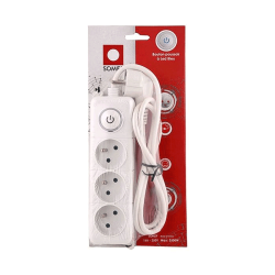 Multiprise SOMEF 3 Modules Avec Bouton poussoir