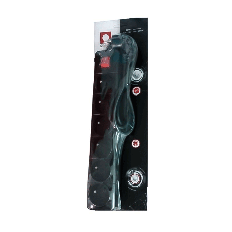 Multiprise SOMEF 6 Modules Avec Interrupteur 3 M - Noir