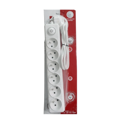 Multiprise SOMEF 6 Modules Avec Bouton Poussoir 1.4M - Blanc