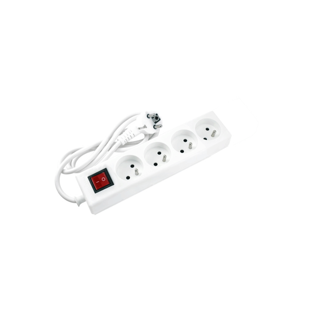 MULTIPRISES SOMEF 4 MODULES AVEC INTERRUPTEUR L: 3.0M-BLANC