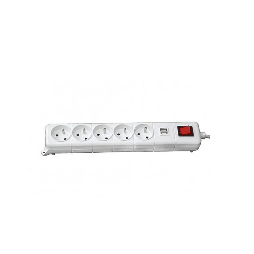 Multiprise SOMEF 5 Modules Avec Interrupteur + USB 1.4 M - Blanc