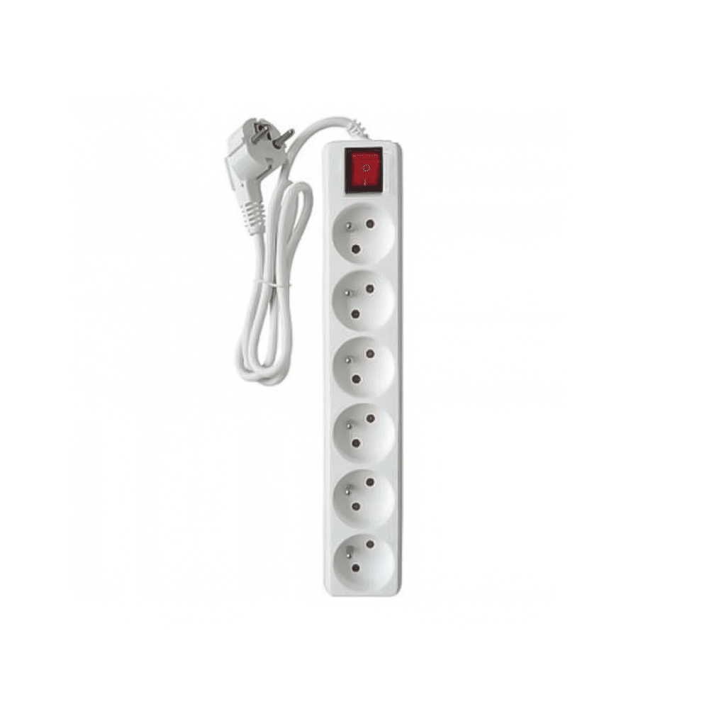 Multiprise SOMEF 6 Modules Avec Interrupteur 5 M - Blanc