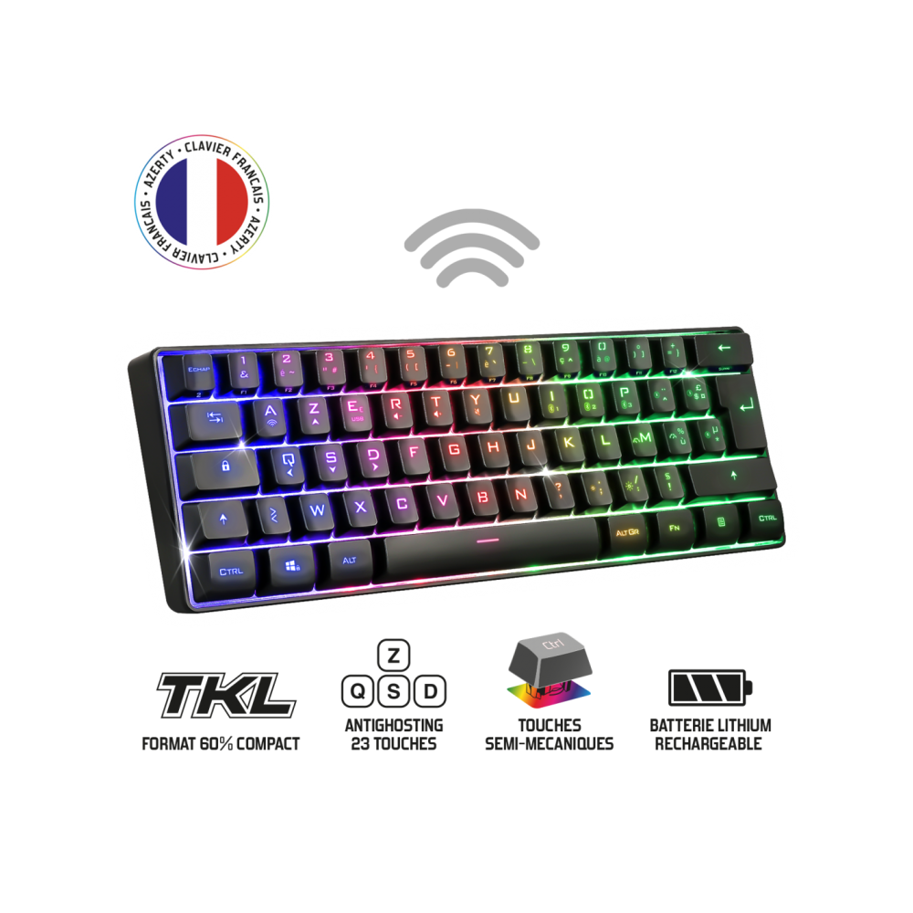 Clavier Gamer Sans Fil SPIRIT OF GAMER Elite-K50 RGB / Noir