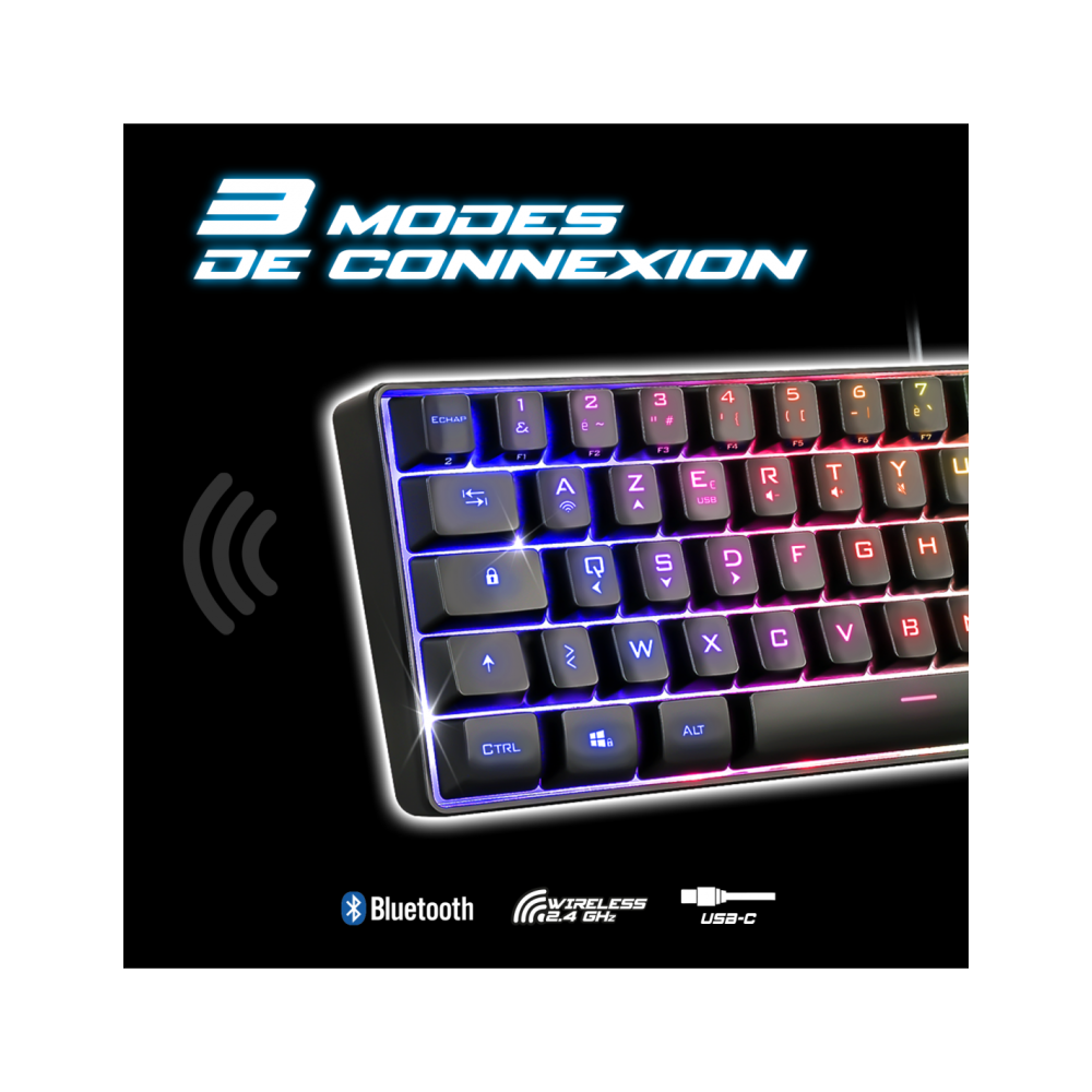 Clavier Gamer Sans Fil SPIRIT OF GAMER Elite-K50 RGB / Noir