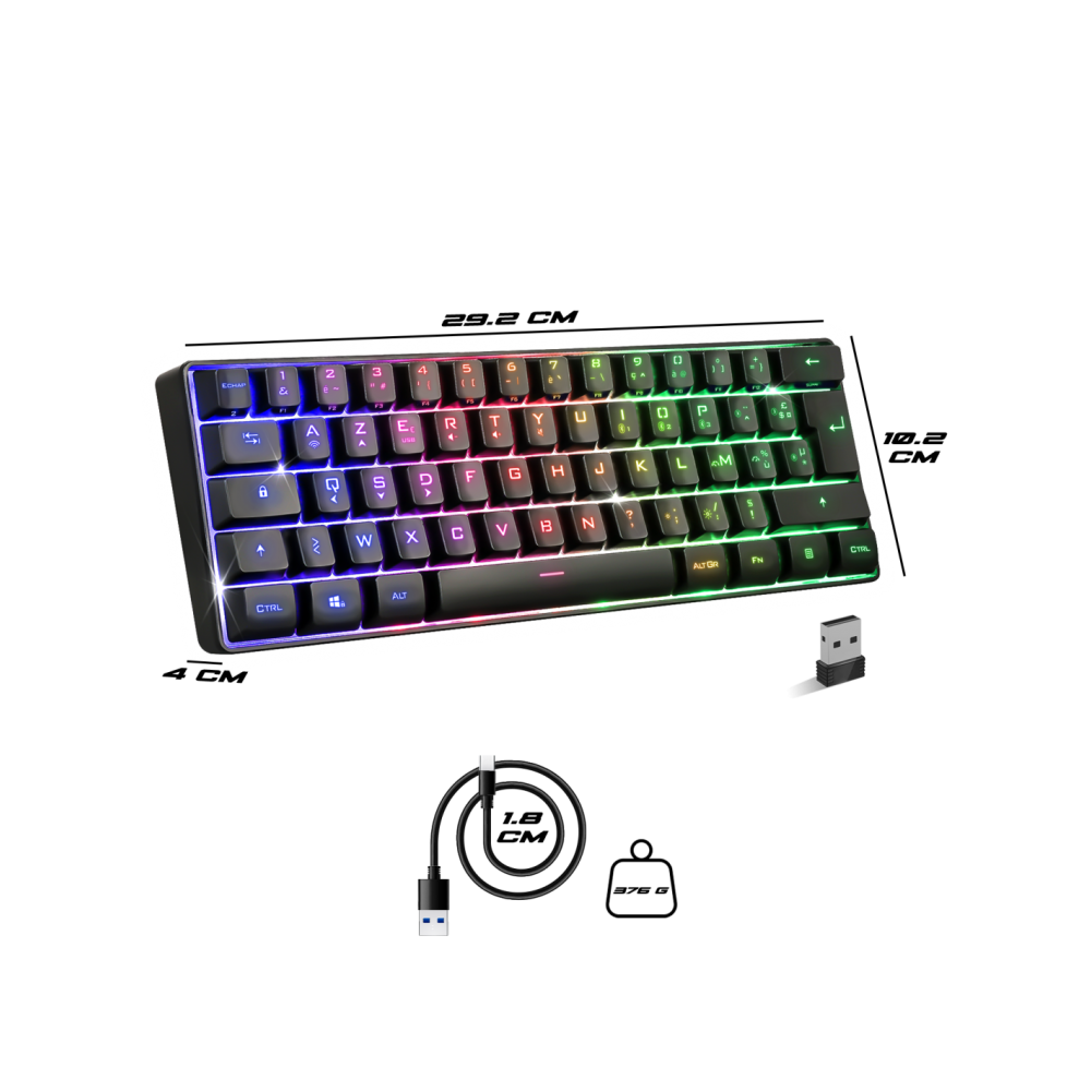 Clavier Gamer Sans Fil SPIRIT OF GAMER Elite-K50 RGB / Noir