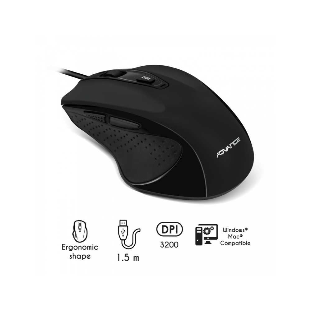 Souris Optique Filaire Advance 6D - Noir