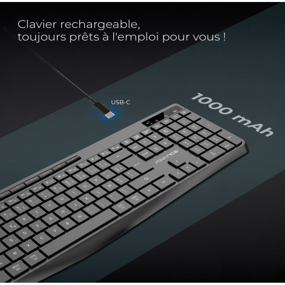 CLAVIER ADVANCE R-TYPE SANS FIL RGB RECHARGEABLE NOIR