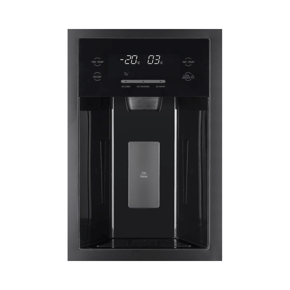 Réfrigérateur Hyundai No Frost INVERTER Side By Side 556 Litres / Verre Noir + Robot Multifonctions GRATUIT