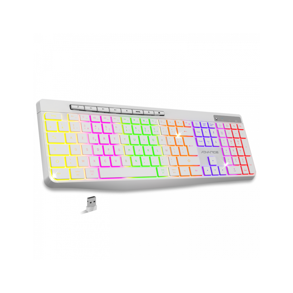 CLAVIER ADVANCE R-TYPE SANS FIL RGB RECHARGEABLE Blanc