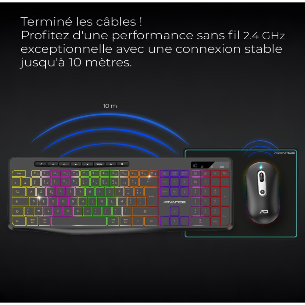 PACK CLAVIER SOG R-TYPE CLA+SOURIS SANS FIL RGB NOIR RECHARGEABLE