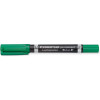 10 MARQUEUR PERMANENT STAEDTLER RECHARGEABLE DOUBLE POINTE OGIVE /VERT