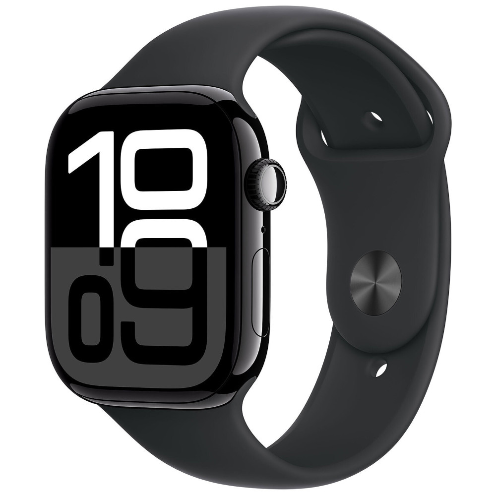 Apple Watch Series 10 GPS 46 mm / Aluminium / Noir / Avec Bracelet Sport Rose Tendre S/M