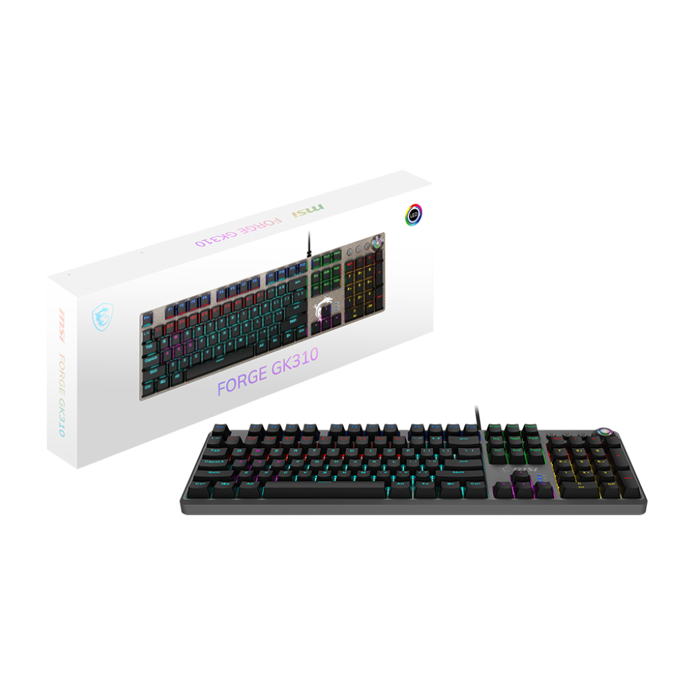 Clavier Gaming Filaire Mécanique MSI FORGE GK310 AZERTY / RGB / RED SWITCHES / USB / Noir
