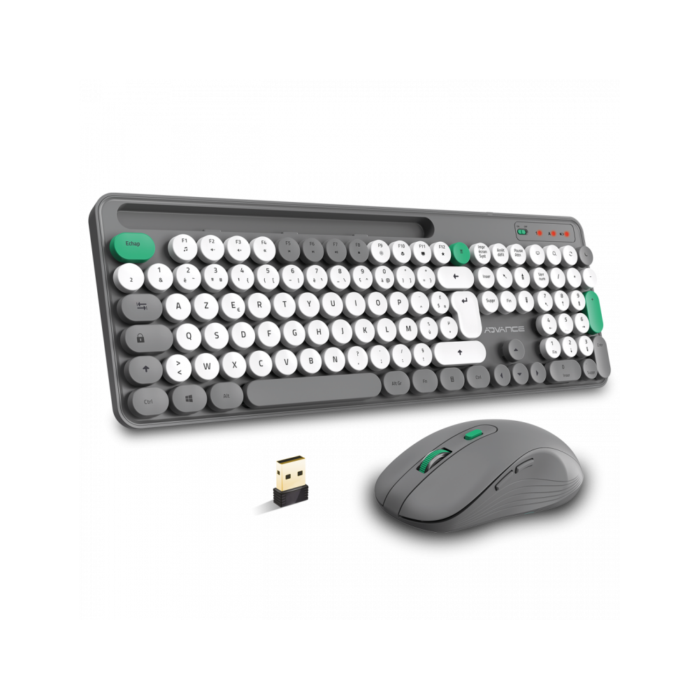 Ensemble Clavier et Souris Sans Fil Advance Pep's / Gris
