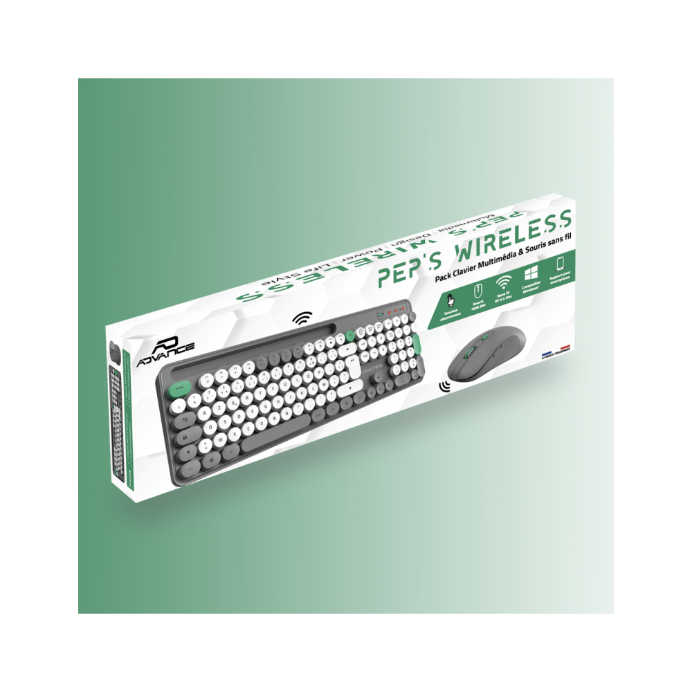 Ensemble Clavier et Souris Sans Fil Advance Pep's / Gris