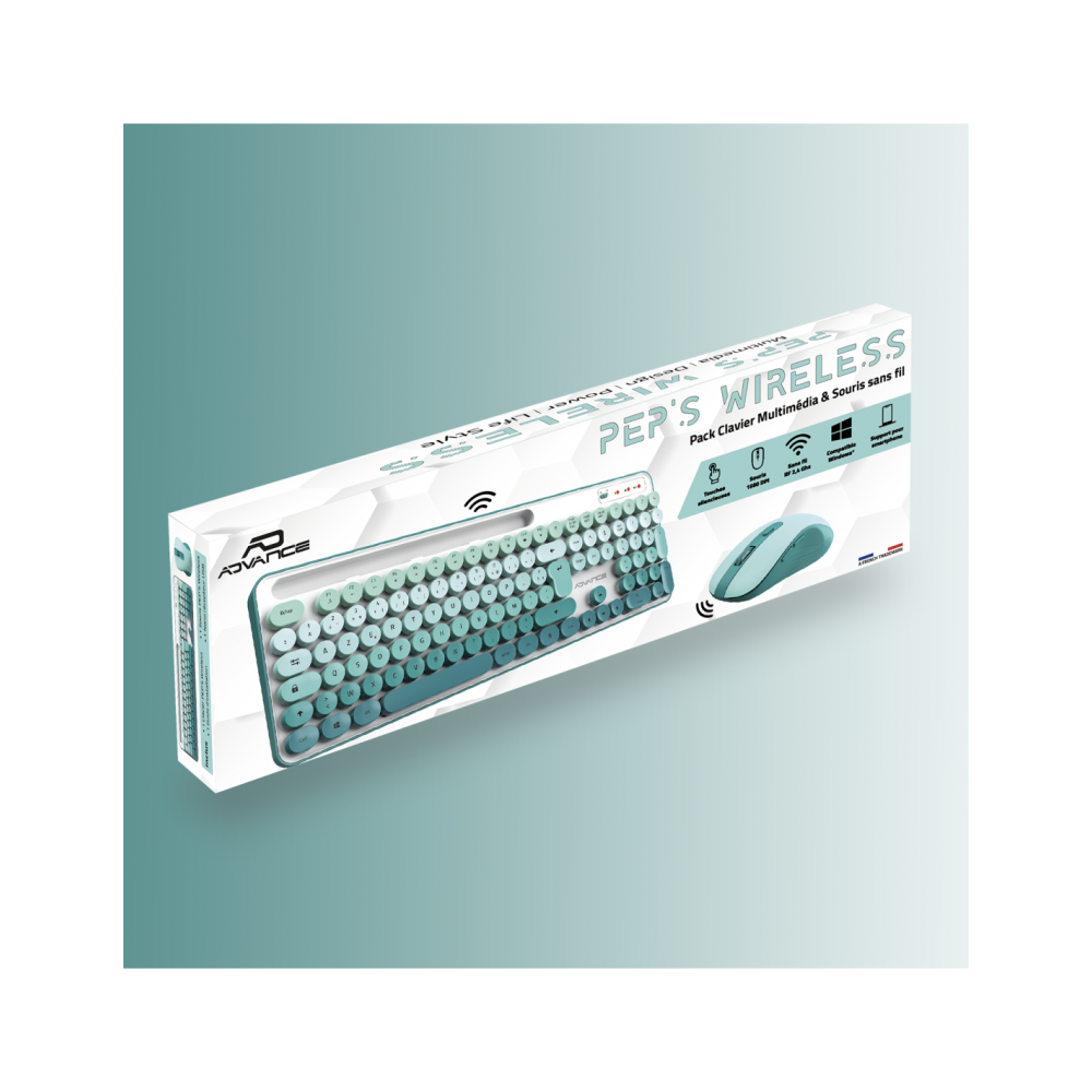 Ensemble Clavier et Souris Sans Fil Advance Pep's / Vert