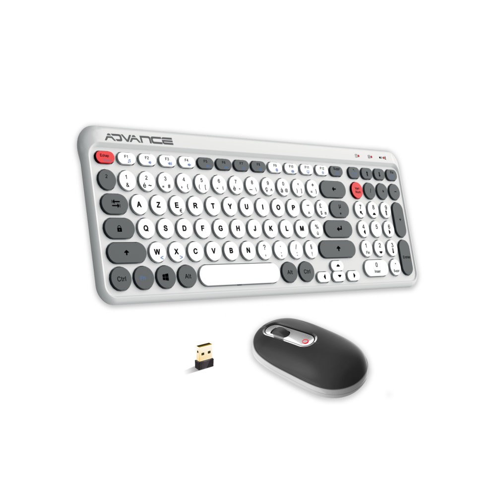 Ensemble Clavier et Souris Sans Fil Advance ERGOSTYLE / Blanc