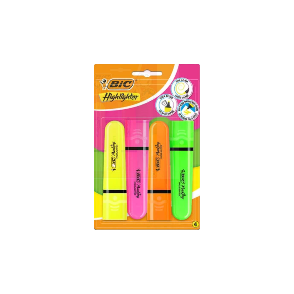 BLISTER DE 4 FLUO FLAT BIC AST NEON