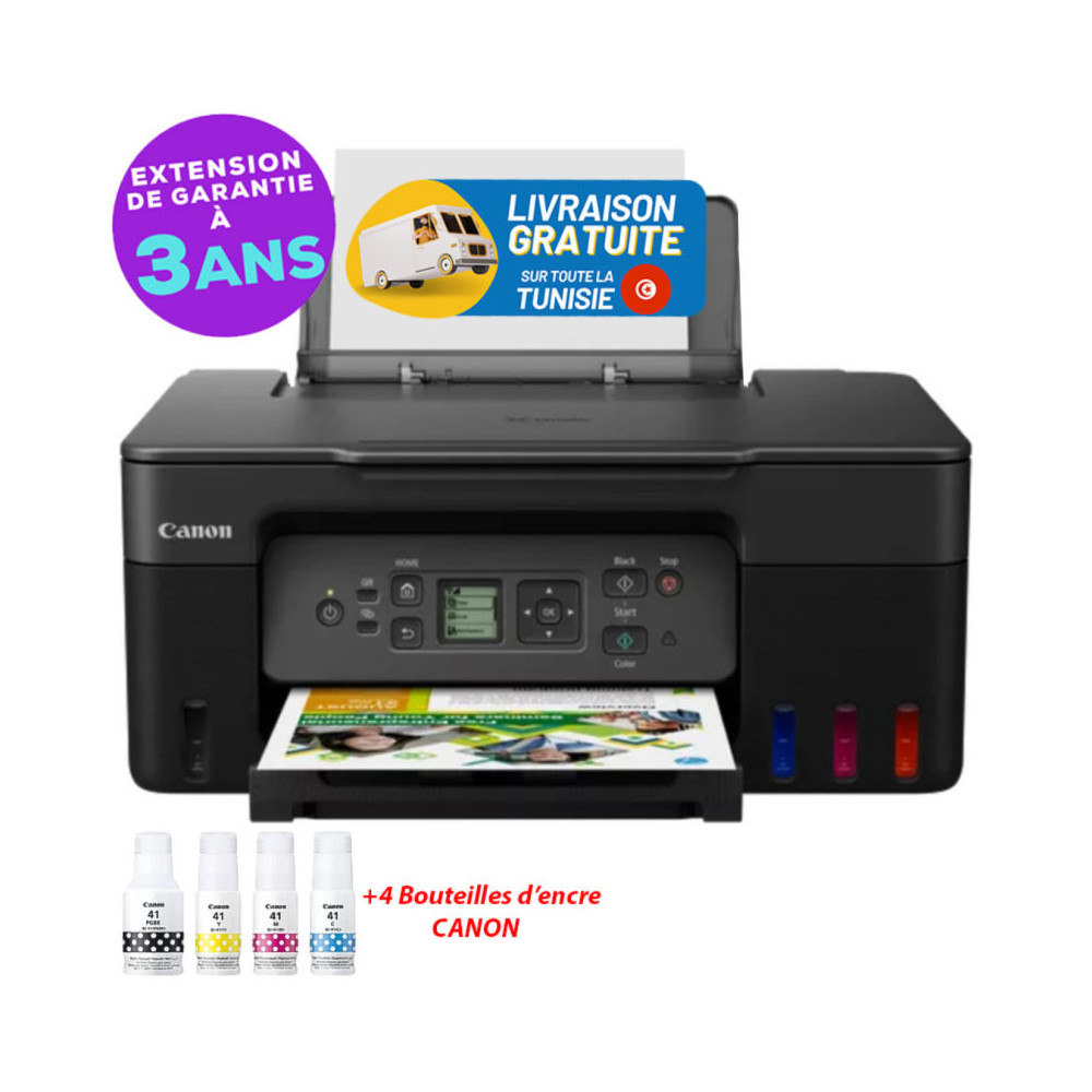 Imprimante 3en1 Multifonction Couleur Avec Réservoir Intégré Canon PIXMA G3470 / Wi-Fi / Noir