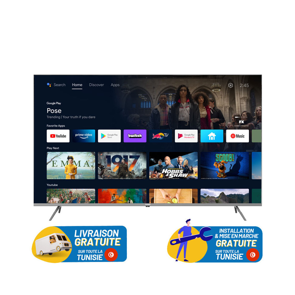 TV 50” G3EN TELEFUNKEN 4K GOOGLE TV AVEC RECEPTEUR INTEGRE