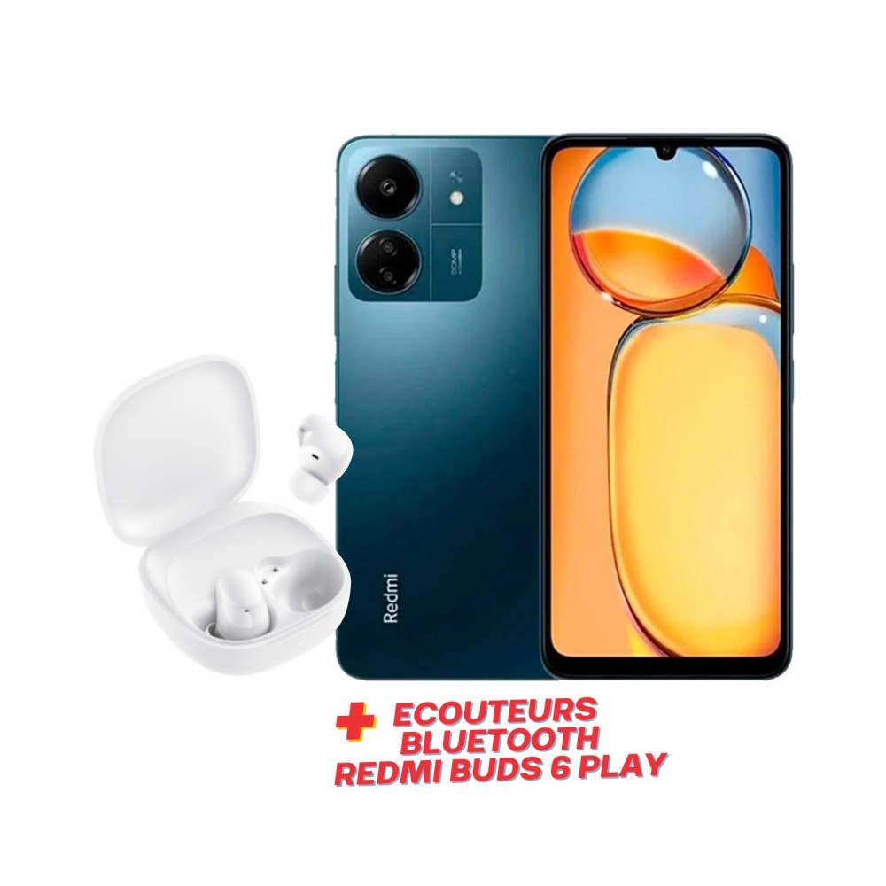 Smartphone XIAOMI Redmi 13C / 8 Go / 256 Go / Bleu + Abonnement Offert + Ecouteurs Bluetooth sans fil Redmi Buds 6 Play Offerts