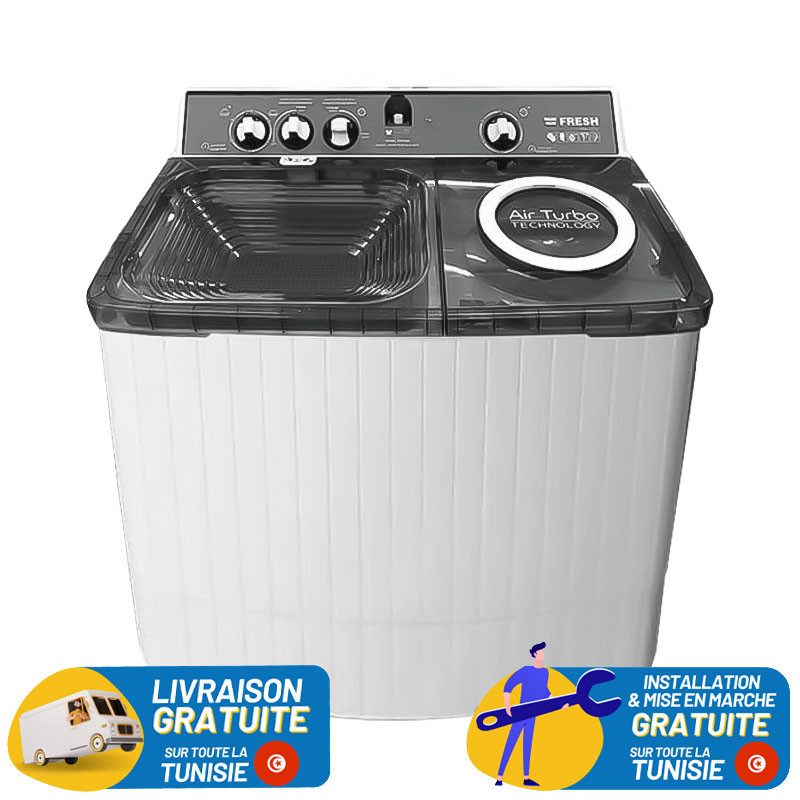 Machine à Laver Semi Automatique FRESH 15Kg Blanc & Gris - TTW-15G