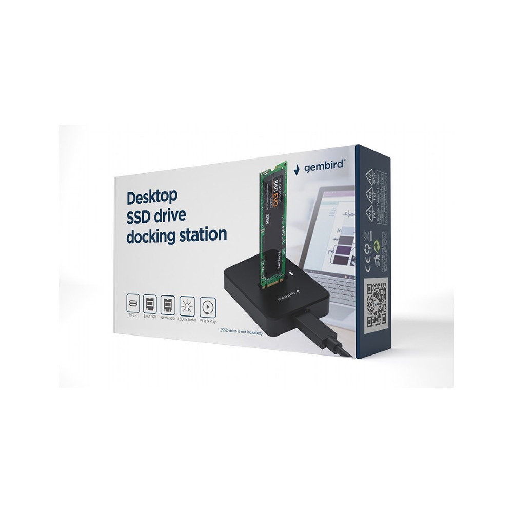 Station d'accueil Gembird pour disque SSD M.2 SATA et NVME USB Type-C de bureau / Noir