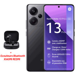 Smartphone XIAOMI Redmi Note 13 PRO+ 5G/ 8GO /256GO / NOIR + Ecouteurs Bluetooth XIAOMI REDMI Gratuit