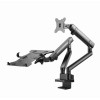 SUPPORT DE MONTAGE GEMBIRD REGLABLE AVEC PLATEAU PC PORTABLE (mouvement complet)
