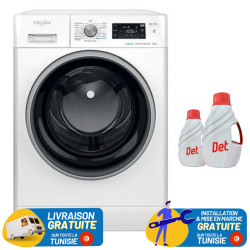 Machine à laver HUBLOT POSABLE Whirlpool FFWS 7235 WB NA / 7 Kg / Blanc + Bon de Réduction 250DT
