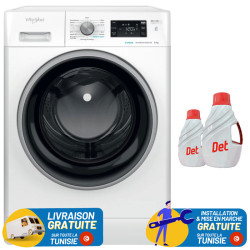 Lave Linge Whirlpool Hublot / 8 kg / Blanc + Det 2.5L + Det 1L Offerts