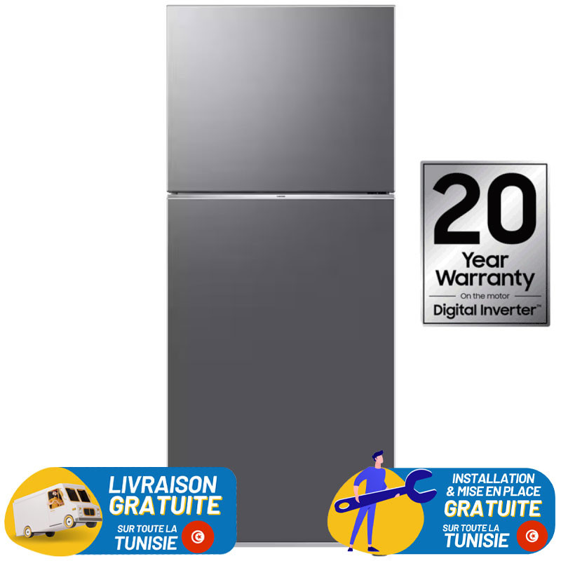 Réfrigérateur Samsung RT38 / 388 LITRES / NoFrost / Inverter / Silver + LIVRAISON + INSTALLATION ET MISE EN PLACE GRATUITES