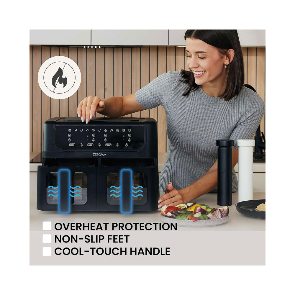 AIR FRYER  DOUBLE GRANDE DOUBLE SANS HUILE 9L 1700W TIROIRS SANS GRAISSE