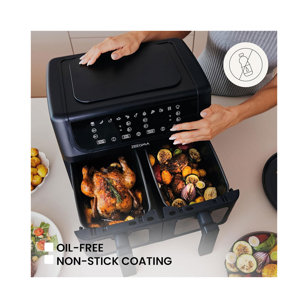 AIR FRYER  DOUBLE GRANDE DOUBLE SANS HUILE 9L 1700W TIROIRS SANS GRAISSE