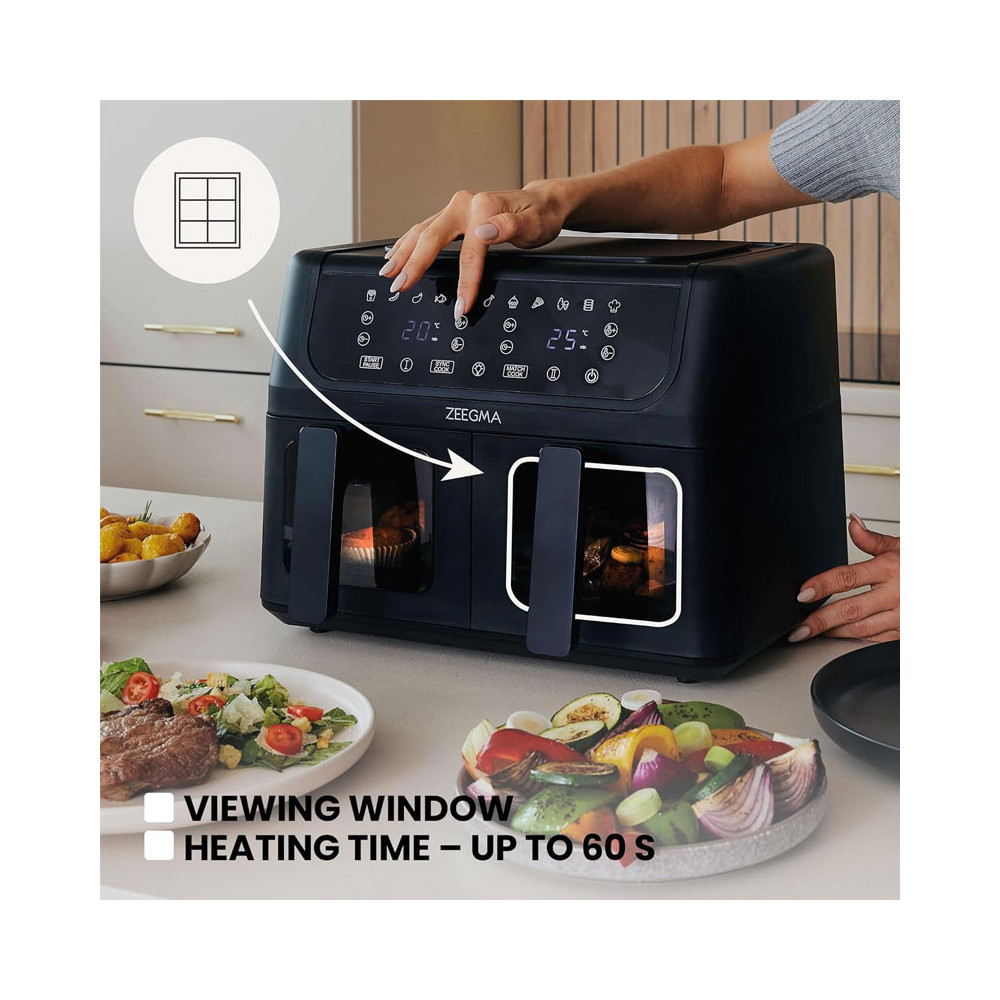 AIR FRYER  DOUBLE GRANDE DOUBLE SANS HUILE 9L 1700W TIROIRS SANS GRAISSE