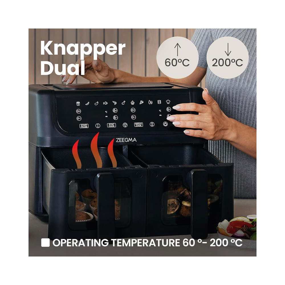 AIR FRYER  DOUBLE GRANDE DOUBLE SANS HUILE 9L 1700W TIROIRS SANS GRAISSE