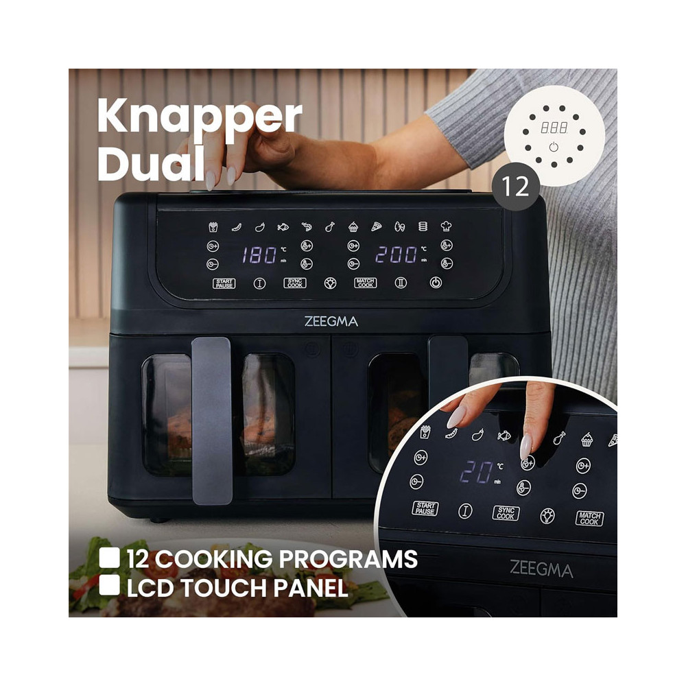 AIR FRYER  DOUBLE GRANDE DOUBLE SANS HUILE 9L 1700W TIROIRS SANS GRAISSE