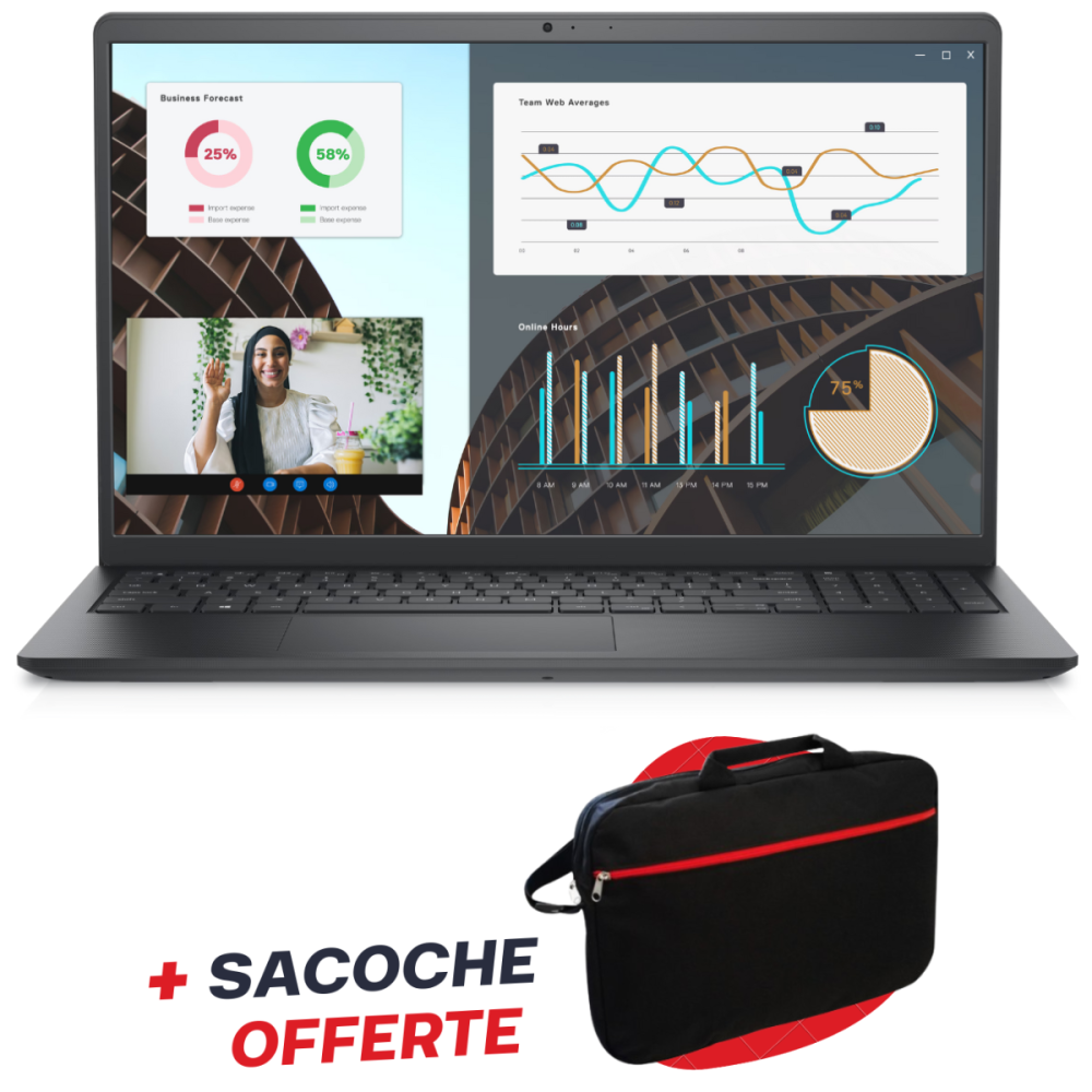 Pc Portable Dell Vostro 3530 / i3-1305U / 24 Go / 512 Go SSD / Windows 11 Pro / Noir Avec Sacoche Offerte
