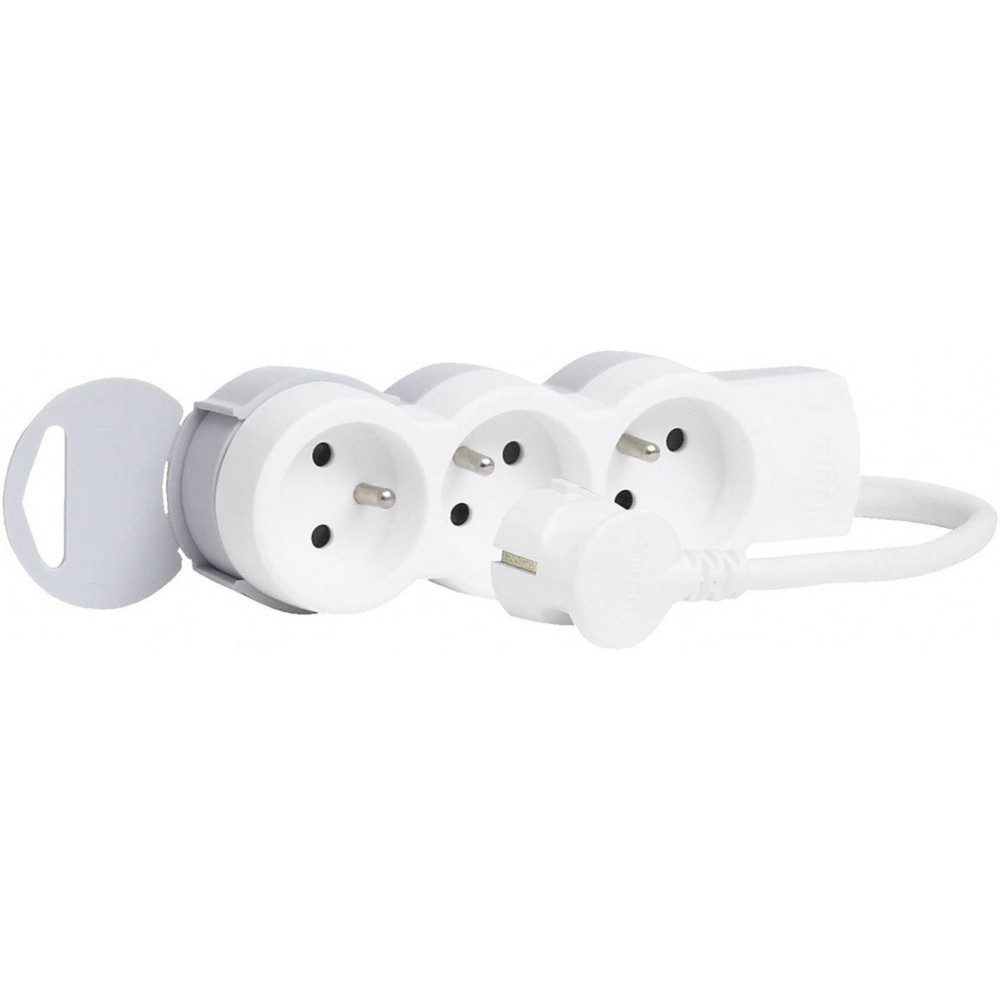 Rallonge multiprise 3 prises de courant 2P+T 16A 230V avec cordon 1,5m / blanc et gris