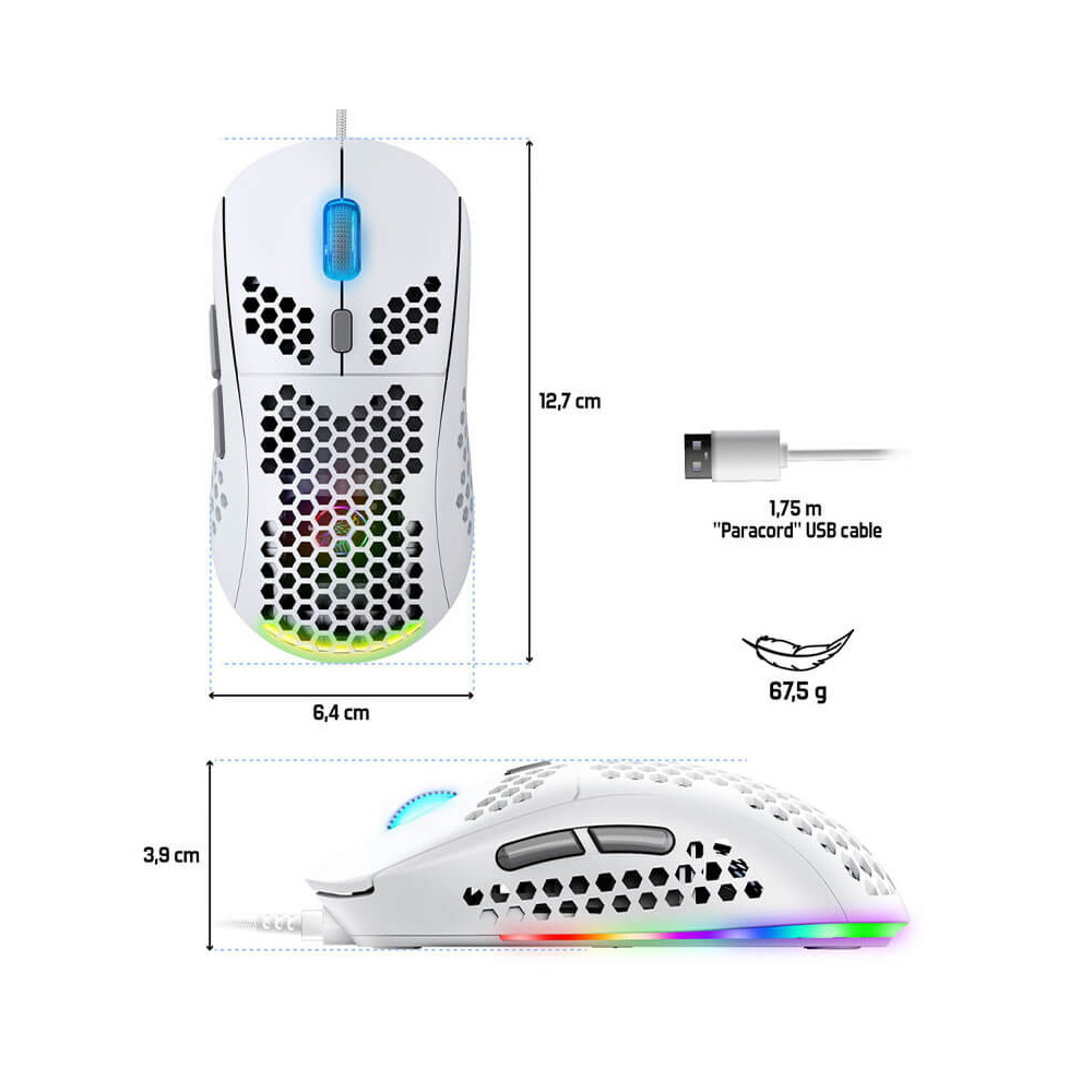 Souris Gamer Filaire SPIRIT OF GAMER PRO-M4 ULTRA LIGHT / Blanc