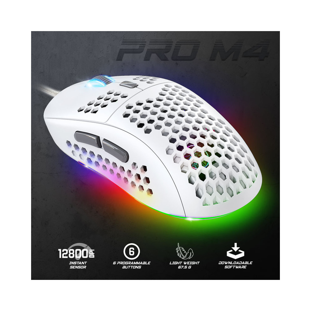 Souris Gamer Filaire SPIRIT OF GAMER PRO-M4 ULTRA LIGHT / Blanc