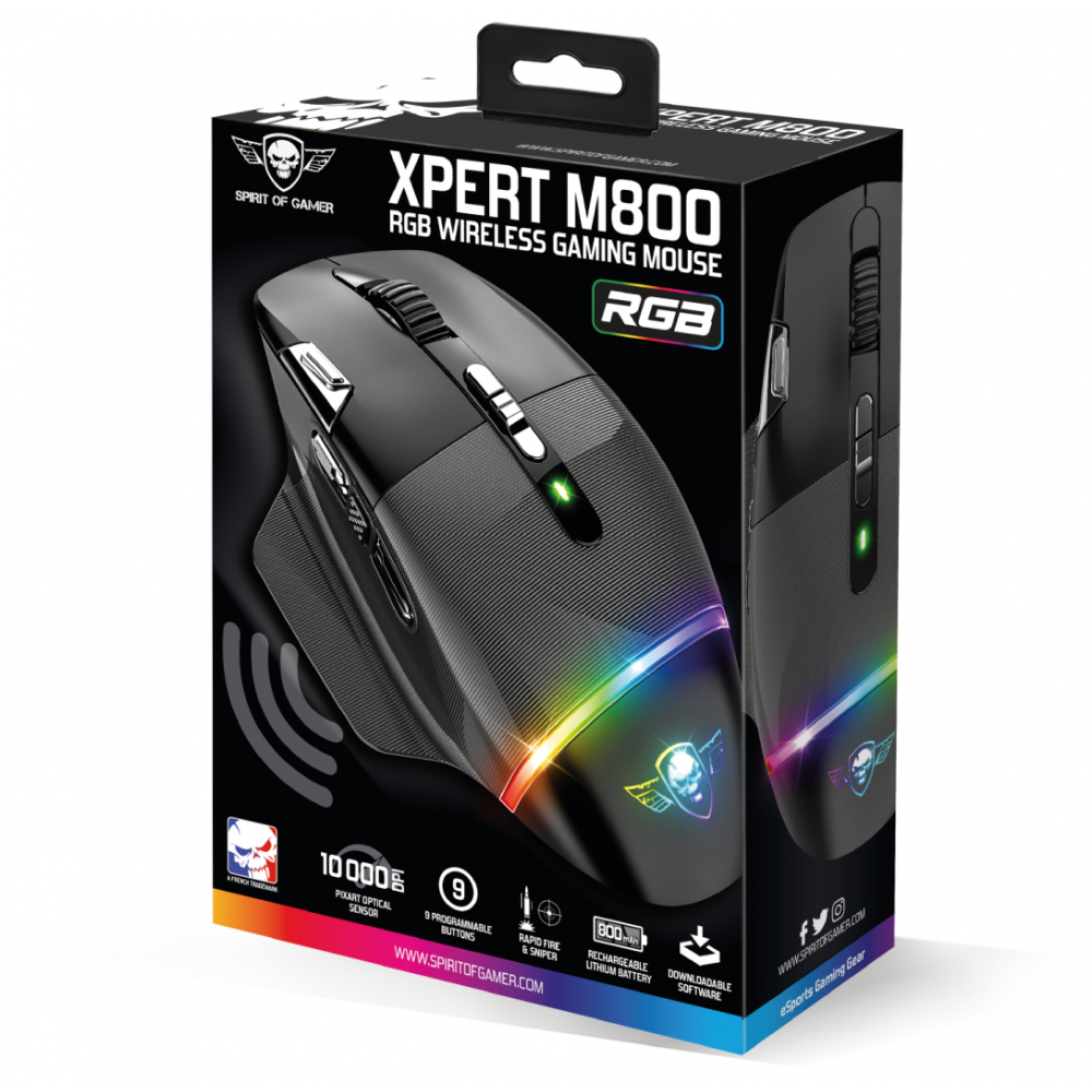 Souris Gamer Sans Fil SPIRIT OF GAMER XPERT-M800 RGB / Noir