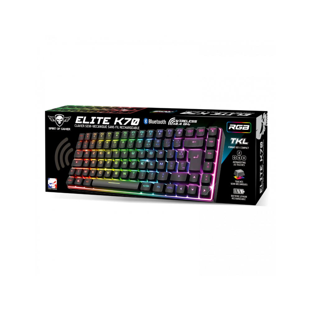 Clavier Gamer Sans Fil SPIRIT OF GAMER ELITE-K70 RGB - Noir