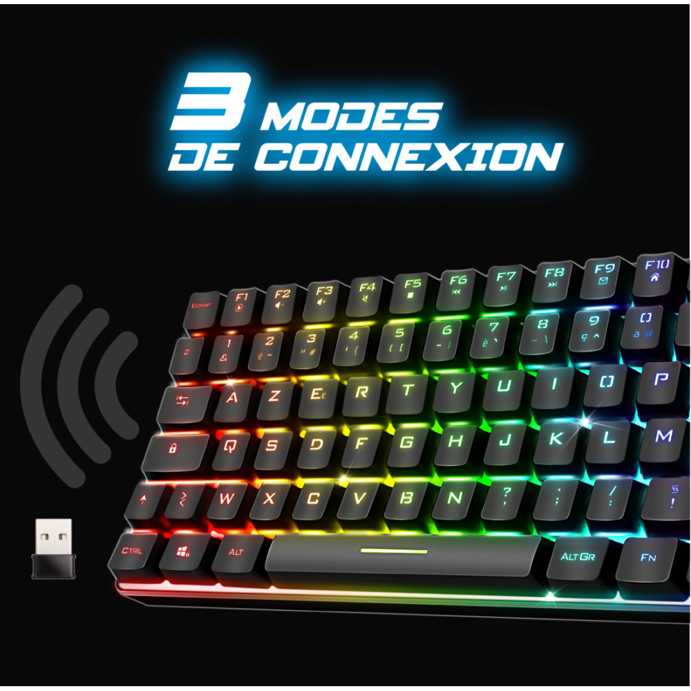 Clavier Gamer Sans Fil SPIRIT OF GAMER ELITE-K70 RGB - Noir