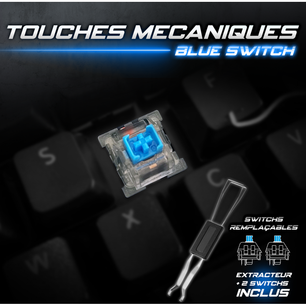 Clavier Gamer Filaire SPIRIT OF GAMER Xpert K150 RGB Switch Bleu - Noir