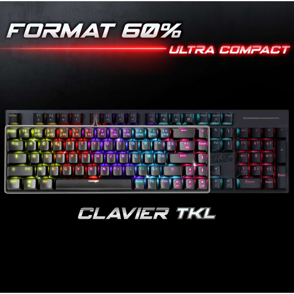 Clavier Gamer Filaire SPIRIT OF GAMER Xpert K150 RGB Switch Bleu - Noir