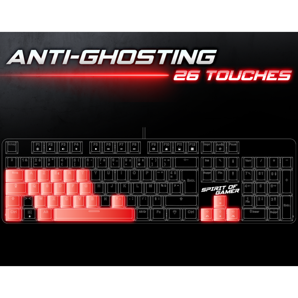 Clavier Gamer Filaire SPIRIT OF GAMER XPERT-K250 RGB Switch Rouge / Noir
