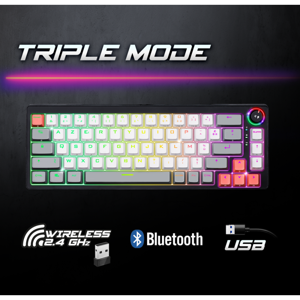 CLAVIER SANS FIL Spirit of Gamer BT SOG XPERT K600 MECA TKLRGB